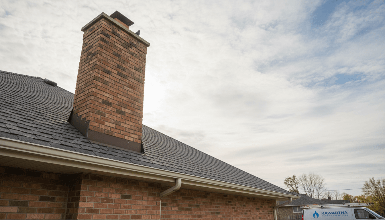 Residential chimney and roofline in Ontario
