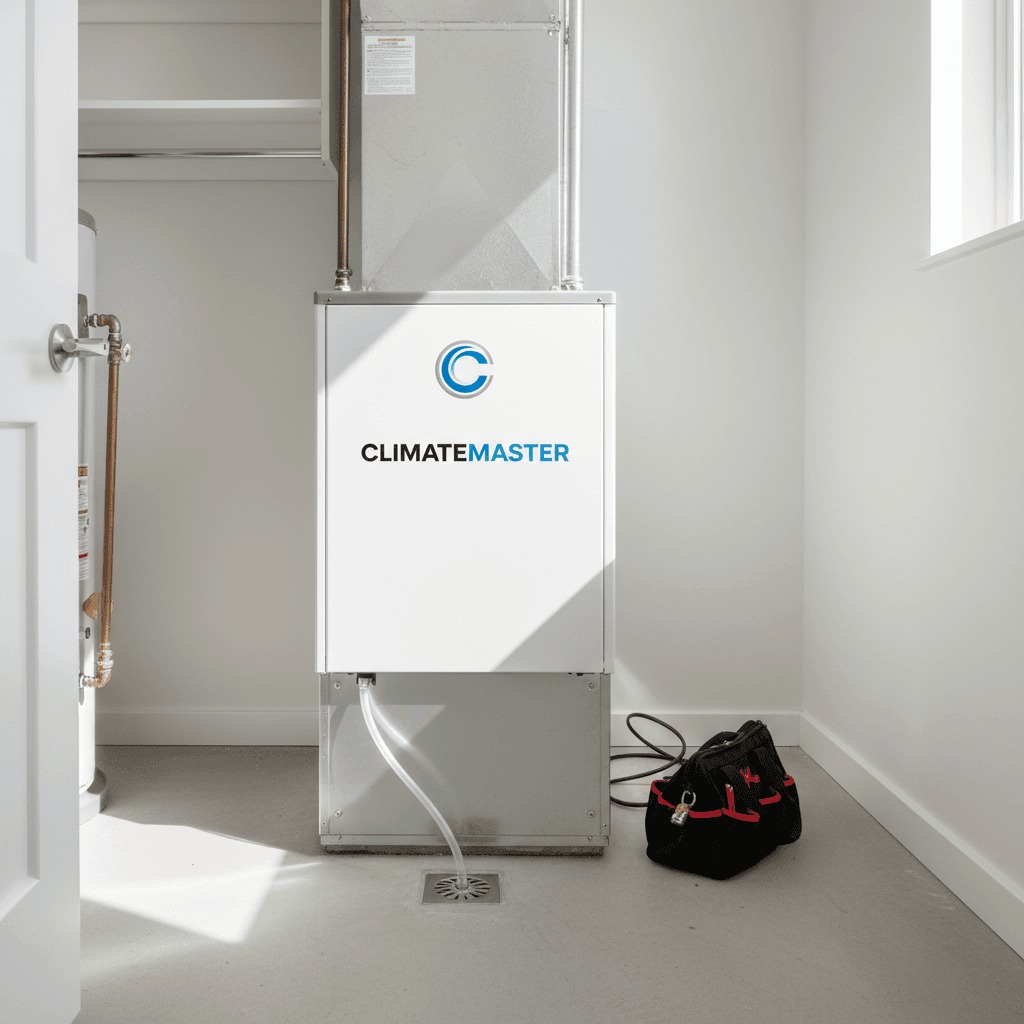 Finished furnace installation with a visible brand emblem