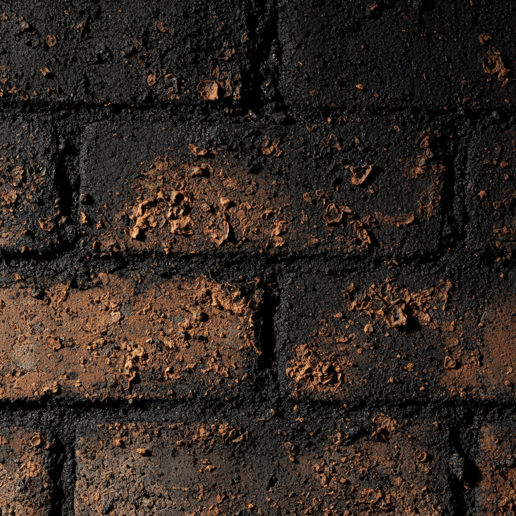 Creosote and soot buildup inside chimney flue