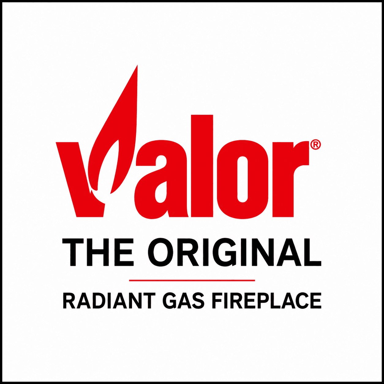 Red Valor logo with a flame icon and text The Original Radiant Gas Fireplace.