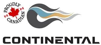Continental logo featuring a stylized wavy C and a Proudly Canadian maple leaf seal.