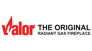 Red Valor logo featuring a flame icon and the tagline The Original Radiant Gas Fireplace.