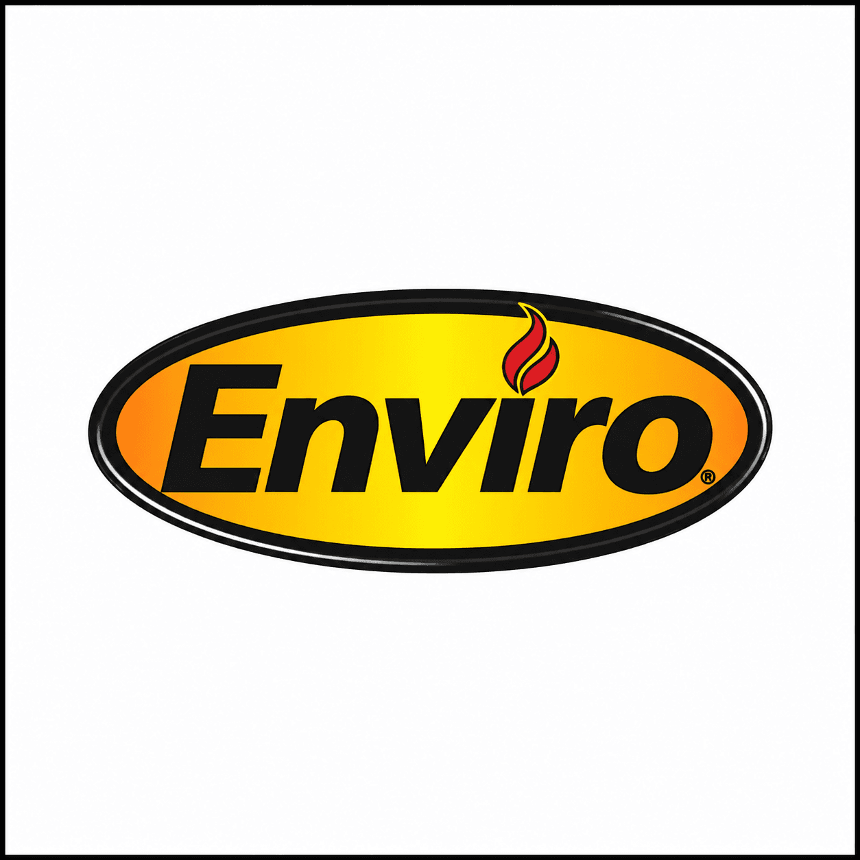 Black Enviro text inside a yellow-orange gradient oval with a small red flame icon.